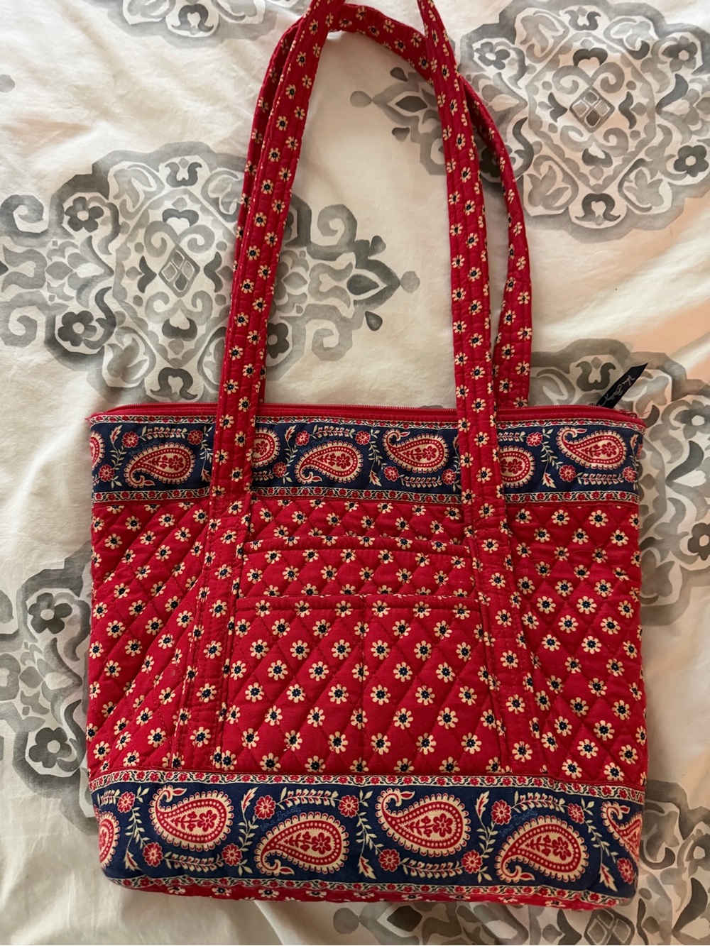 Vera Bradley Red Quilted Paisley & Floral Tote